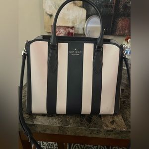 Kate Spade bag navy & white vertical stripes